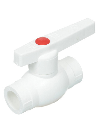 Кран шаровой стандартнопроходной optima, полипропилен, d20 мм, ручка, белый, Valfex