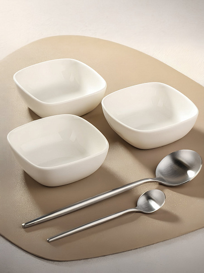 Салатник керамика, квадратный, 3 шт, 10х5 см, 0.14 л, Квадрат, Y6-2523