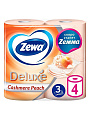 Туалетная бумага Zewa, Deluxe, 3 слоя, 4 шт, 18.8 м, с втулкой, персик
