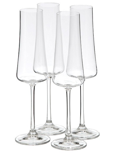 Бокал для шампанского, 210 мл, стекло, 4 шт, Bohemia, Экстра, 40862/210/4