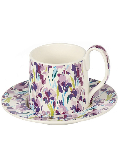 Чайная пара керамика, 2 предмета, на 1 персону, 220 мл, Французский шик, Ирисы, блюдце 15.5х1.7 см, B060327