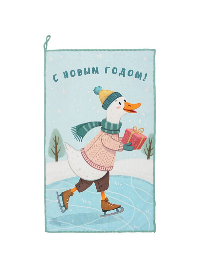 Полотенце кухонное махровое, 30х50 см, 250 г/м2, 100% полиэстер, Новогоднее, Китай, м9071 S