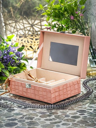 Шкатулка для украшений, полимер, 20х14х7.5 см, розовая, Y4-5317