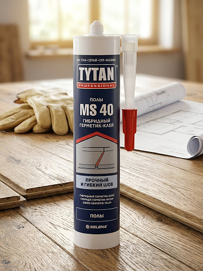 Клей-герметик гибридный, для пола, Tytan, Professional MS40, 11771, 280 мл, RAL 7004, серый, нейтральный