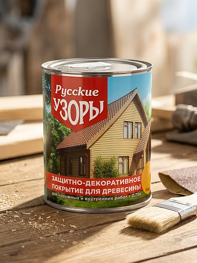 Защитно-декоративное покрытие Русские узоры, для дерева, сосна, 0.7 л