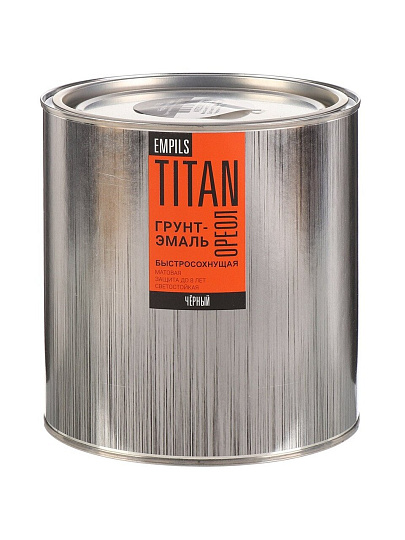 Грунт-эмаль Ореол, Титан, быстросохнущая, алкидная, матовая, черная, RAL 9005, 2.7 кг