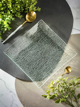 Блюдо стекло, квадратное, 25х25 см, Лед полосы, Y4-8743