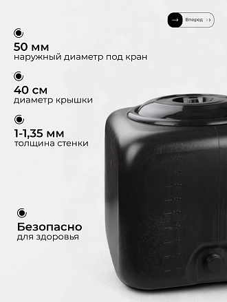 Бак пластик, для душа, 100 л, квадратный, черный, М3271, Альтернатива
