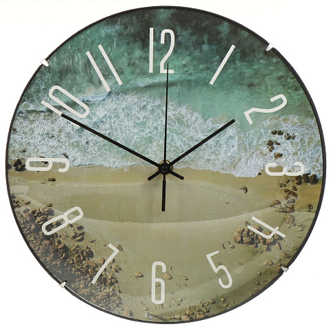 Часы настенные, 30 см, круглые, пластик, стекло, Море, Y4-5129