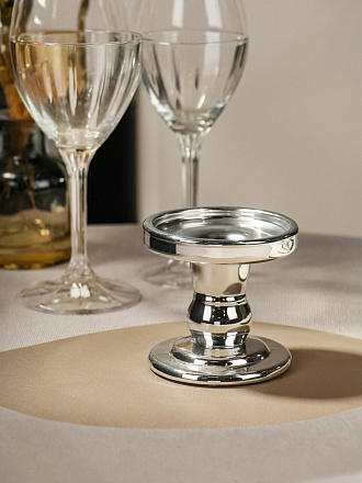 Подсвечник декоративный стекло, 1 свеча, 8х8 см, серебряный, Y6-10473