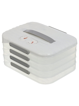 Контейнер пластик, 24.5х30х15 см, белый, прямоугольный, 4-х ярусный, Y4-8592