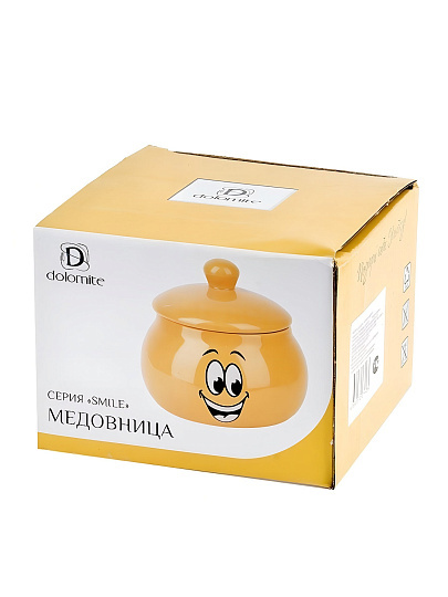Банка для меда, керамика, 0.5 л, 13х12 см, с крышкой, подарочная упаковка, Smile, L2520867