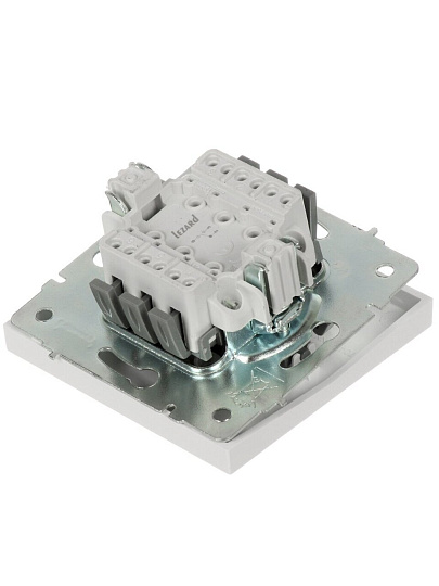 Выключатель скрытой установки, одноклавишный, без заземления, 10 А, 250 В, пластик, IP20, белый, проходной, безвинтовой, зажим/клемма, Lezard, Zima, 704-0288-105QC