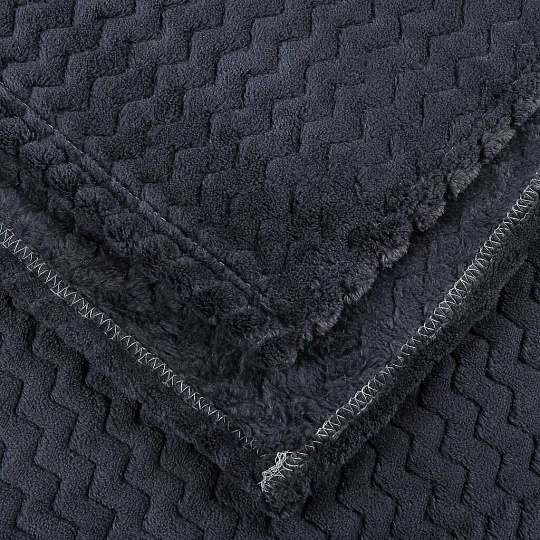 Плед евро, 200х220 см, велсофт жаккард, 100% полиэстер, Cleo, Роял плюш, темно-серый, 200/008-RP/CL