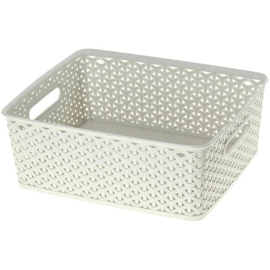 Корзина для хранения, 26х20х11 см, плетеная, пластик, кремовая, Curver, My Style, 196859