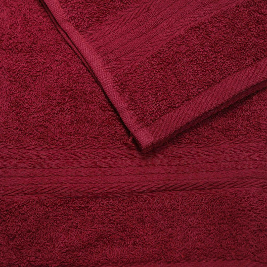 Полотенце кухонное махровое, 35х60 см, Вышневолоцкий текстиль, Жаккардовый бордюр, бордовое, Россия, Ж1-3560.120.375