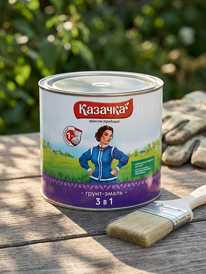 Грунт-эмаль Казачка, по ржавчине, алкидная, серая, 1.9 кг