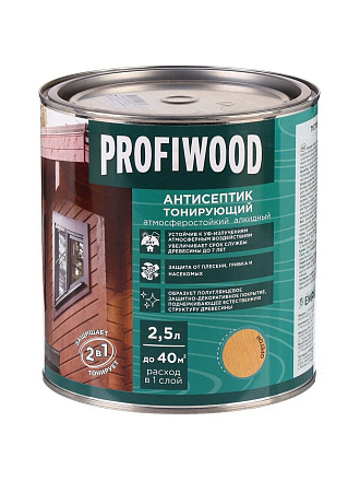 Антисептик Profiwood, для дерева, тонирующий, орегон, 2.1 кг