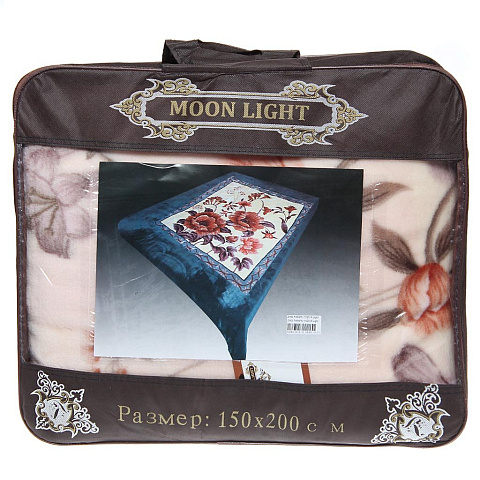 Плед Moon Light полутораспальный (150х200 см) полиэстер, в сумке, Пионы 63389