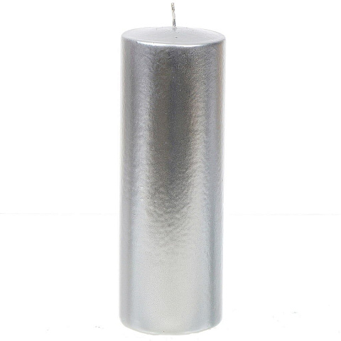 Свеча декоративная, 20х7 см, цилиндр, серебряная, 1381693100