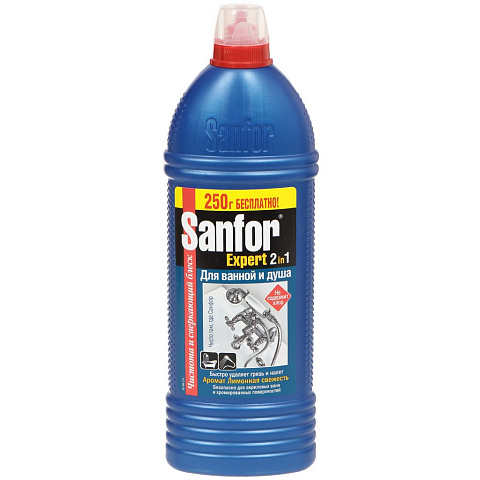 Чистящее средство для ванной, Sanfor, Expert, 1 л, 250мл в подарок