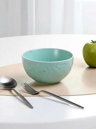 Салатник керамика, круглый, 14х8 см, 0.6 л, Colors, Domenik, DMD303, бирюзовый