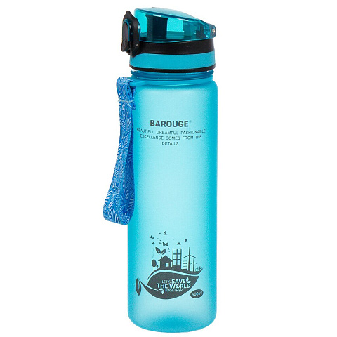 Бутылка питьевая 0.6 л, пластик, голубая, Barouge, Active Life, BP-915