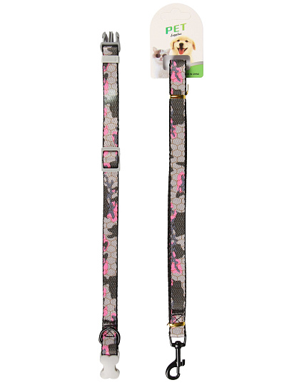 Поводок с ошейником, с карабином, 1.5Х120 см, в ассортименте, Y4-11378