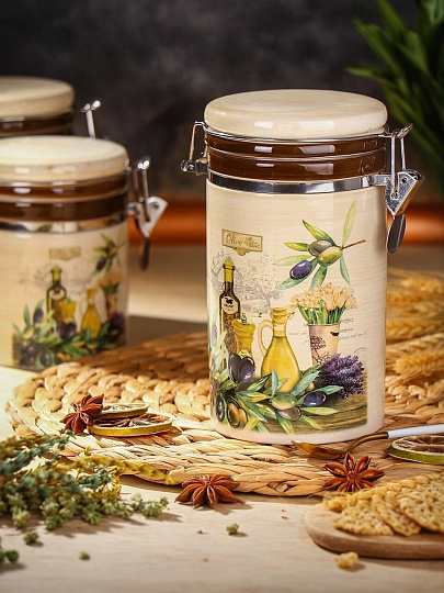 Банка для сыпучих продуктов, доломит, 0.75 л, с крышкой, Daniks, Левадия