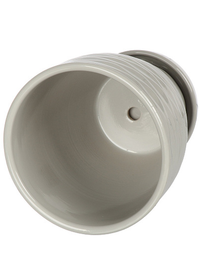 Горшок керамика, 1.3 л, 14.5х14.5х14.5 см, с подставкой, серый, Эллипс, Fdtc2