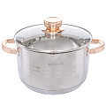 Кастрюля нержавеющая сталь, 4 л, крышка стекло, Daniks, Вена, SD-Т87-22, индукция