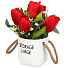 Цветок искусственный декоративный Тюльпаны, в кашпо, 27х7.5 см, красный, Y4-7159 - фото 2