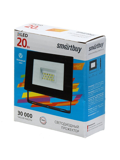 Прожектор светодиодный Smartbuy, FL SMD LIGHT, 20 Вт, 6500 К, черный, SBL-FLLight-20-65K