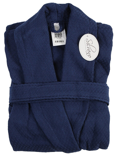 Халат унисекс, вафельный, 100% хлопок, синий, L, 50-52, Silvano