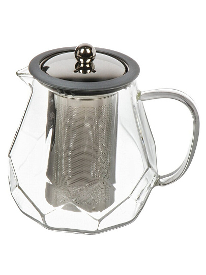 Чайник заварочный стекло, 0.82 л, корпус с гранями, Leonord, Aroma, 106791