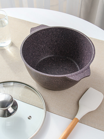 Кастрюля алюминий, антипригарное покрытие, 3 л, крышка стекло, Мечта, Premium violet, 43904