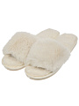 Тапки для женщин, искусственный мех, белые/бежевые, р. 40-41, открытые, A210352
