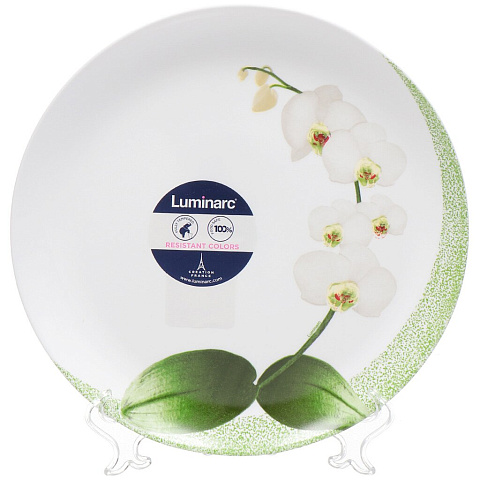 Тарелка обеденная, стеклокерамика, 27 см, круглая, White Orchid, Luminarc, P6435