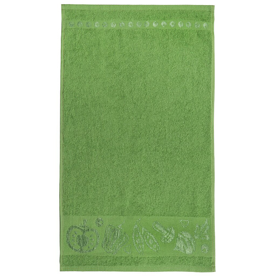 Полотенце кухонное махровое, 35х60 см, 100% хлопок, Вышневолоцкий текстиль, Бордюр овощи, оливковое, 530, Россия, Ж1-3560.970.375