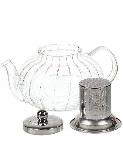 Чайник заварочный стекло, металл, 0.8 л, с ситечком, B050180