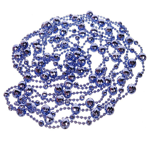 Елочное украшение Бусы круглые, голубое, 1.4х500 см, пластик, SY18ZL-86IB
