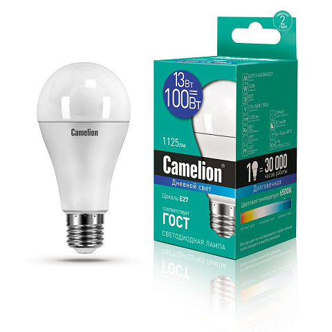 Лампа светодиодная 13Вт 220В 6500К Camelion LED13-A60/865/E27