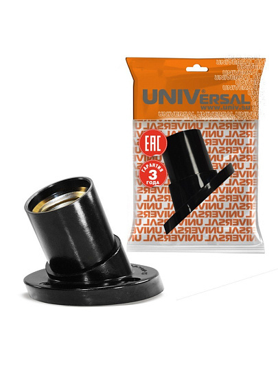 Патрон Е27, настенный, UNIVersal, карболит, 4А, 250В, индивидуальная упаковка