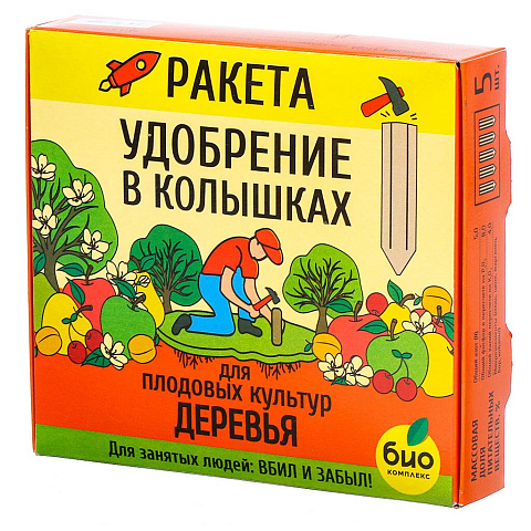 Удобрение Ракета, для плодовых деревьев, минеральный, колышки, 600 г, Био-комплекс