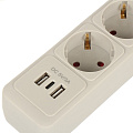Сетевой фильтр 5 гн, 1.9 м, 3х1 мм², с/з, 16 А, +2USB +TYPE C, 3,5 кВт, сер, Jett, 171-502 - фото 3