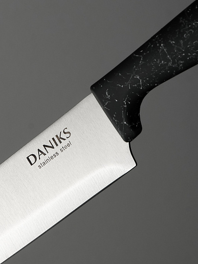 Набор ножей 6 предметов, нержавеющая сталь, рукоятка пластик, с подставкой, пластик, Daniks, Гранит, W-A371