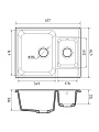 Мойка кухонная врезная, GranFest, Quarz, кварцевый песок, 617х480 мм, без сифона, серая, GF-Z09 - фото 3