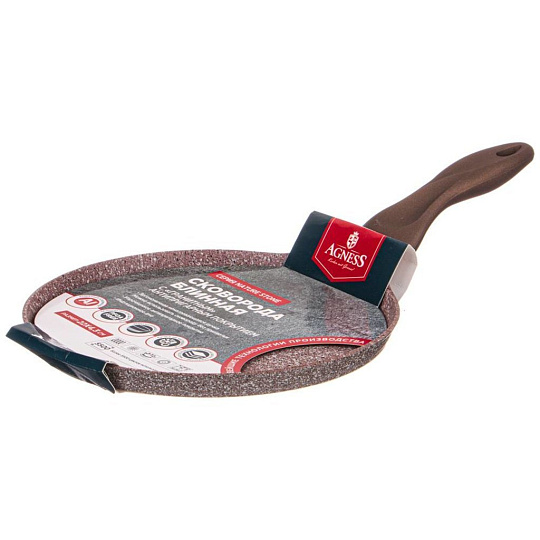 Сковорода блинная Agness &quot;natural stone&quot; с &quot;гранитным антипригарным покрытием&quot; 22 см, 947-575