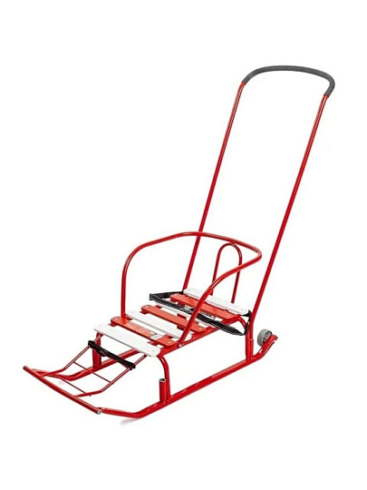 Санки Тимка 5 Комфорт, Т5К/АЛ2, переставная ручка, ремень безопасности, колеса на полозьях, 25 кг, спинка, алые, Nika