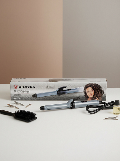 Щипцы Brayer, 3211BR, для моделирования, 50 Вт, керамическое покрытие, керамическое покрытие, 200 °, LED-дисплей, серые, BR3211